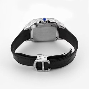 Montre automatique de luxe en cuir carrée style Hip Hop, entièrement sertie de moissanite VVS, montre mécanique de luxe, passe le test du diamant - Product Image 3