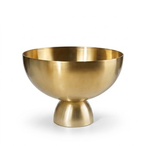 Gold Metal Champagne <b>Ice</b> Bucket <b>Footed</b> Wine Chiller Bowl Large Brass Finish Aluminum Beverage Tub Centerpiece for Wedding Party - Product Image 3