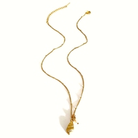 Collares de Moda con Colgante de Acero Inoxidable con Diseño de Animales Marinos, Conchas, Tortugas y Perlas, Estilo Veraniego para Mujer