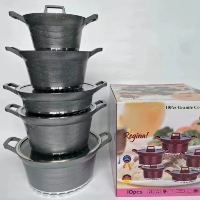 Granite Cookware Set Non-Stick Marble Aluminum Pots and Pans Modern Design Eco-Friendly Ceramic Kitchenware · image 6