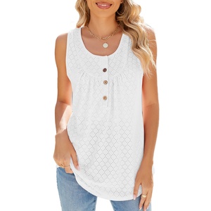 NOUVEAU T-shirt sans manches d'été Loose Button <span class=keywords><strong>Long</strong></span> Vest Top - Product Image 3