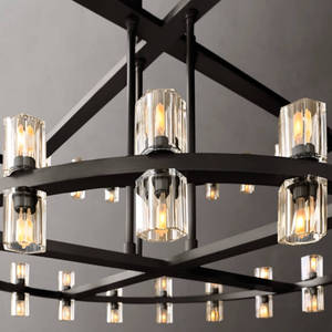 2 Layers American Retro Wagon Wheel Chandelier Crystal Living Room Dining Room Two-Tier Round Brass Ring Chandelier - Product Image 3