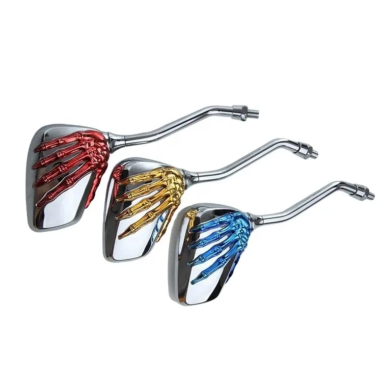 FLYQUICK Vendita Calda Fredda chrome Variopinta Del Cranio Universale Decorativo Scheletro Del Motociclo Vista Laterale Dello Specchio