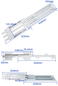 Garde-robe coulissante de <span class=keywords><strong>tiroir</strong></span> d'armoire profonde robuste roulement épaissi piste inférieure Rail de guidage de terre tampon d'amortissement Push Pull 80kg - Product Image 5