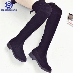 Moda in vendita nuovo design moda <span class=keywords><strong>donna</strong></span> all'ingrosso scarpe basse lunghe al ginocchio - Product Image 3