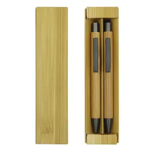 Coffret cadeau d'entreprise Set de stylos en bambou Stylo à bille en bambou Stylet Stylo cadeau promotion ECO