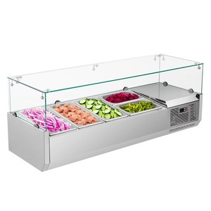 Countertop Visible Glass Display Chiller Commercial Salad Prep <b>Refrigerator</b> for Cafe Restaurant Fresh Ingredients - Product Image 2