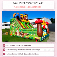 Structure gonflable commerciale en PVC pour événements et fêtes, modèle Abeille de la Forêt, avec toboggan gonflable sec pour enfants