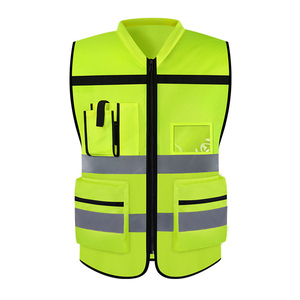<strong>Hi</strong> <strong>Vis</strong> Black &amp; Blue Polyester Jacket for Soccer Training Construction Reflective Strips for High Visibility Security Safety Vest - Product Image 3