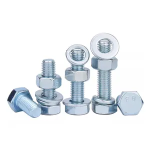 Iron Gr4.8 Gr8.8 Gr10.9 Gr12.9 Galvanized Nickel Chrome Cadmium Combination of hex bolt with nut and washer