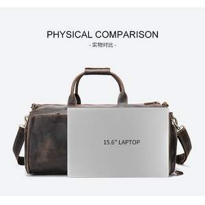 Sac de voyage en cuir Crazy Horse personnalisé - Sac en cuir pleine fleur multifonctionnel pour les voyages, le fitness et le rangement pliable des costumes - Product Image 3