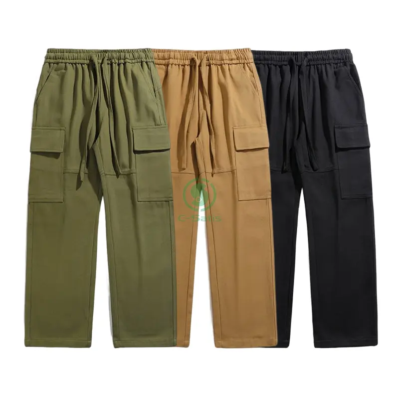 Benutzer definierte lose Freizeit hose Herren Baumwolle Baggy Pants Twill Stoff Breites Bein Atmungsaktive Cargo hose