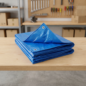 Bâche bleue robuste imperméable pour usage extérieur, tissu tissé uni, largeur 72 pouces - Product Image 1