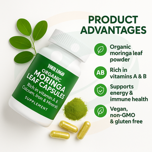 Complément alimentaire de marque privée 100% pur Moringa 60 capsules Extrait de feuilles de Moringa en capsules pour l'énergie et le métabolisme - Product Image 2