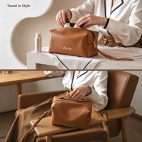 Sac de voyage cosmétique en cuir PU avec logo personnalisé, imperméable, grande capacité, pour femmes, vente en gros, OEM, usine