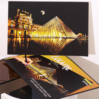 Peinture à gratter rectangulaire en carton, motif vue nocturne urbaine colorée, artisanat créatif DIY, cadeau pour les meilleurs amis