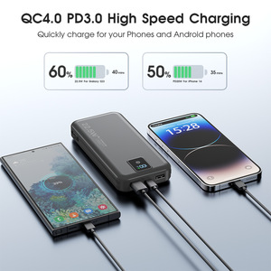 סוללת גיבוי ניידת בעלת קיבולת גבוהה 10000-50000mAh עם טעינה מהירה Li-Polymer, USB Type-C, 2 כבלי טעינה מובנים, 22.5W, רב מכר - Product Image 5