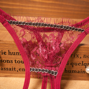 Gran oferta de lencería Sexy para mujer con cintura baja transparente y Sexy apertura perla colgante Tanga chica Lencería perla G-String - Product Image 3