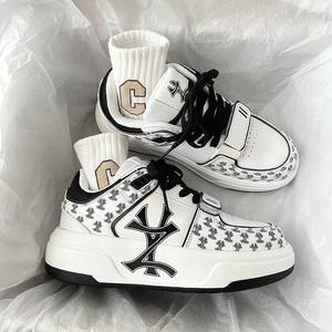 Luxury Designer Style Black White Contrast Color <b>Skateboarding</b> <b>Shoes</b> Low Top Non Slip PVC Sole Height Increasing Men Women - Product Image 5