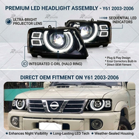 Paires de phares LED pour Nissan Patrol Y61 2003-2006, compatibles, installation directe, plug and play, ensemble de phares avant gauche et droit