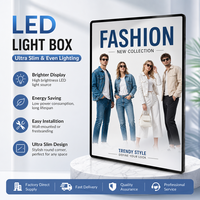 Boîte à lumière LED rectangulaire ultra-mince sur mesure, cadre en alliage d'aluminium, anti-poussière, affichage publicitaire rétroéclairé