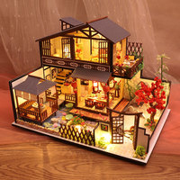 3D Puzzle Buchnische DIY Bastelset Holzspielzeug DIY Miniaturhaus-Kit Chinesischer Innenhof Buchstütze Desktop Mini Deko Ornament