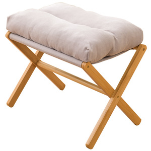 Tabouret pliant avec coussin en bambou et rotin, design minimaliste, repose-pieds ottoman pour salon - Product Image 5