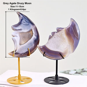 Nouvelle arrivée Offre Spéciale produit cristal gris agate Druzy lune pour la décoration de la maison pierre de guérison - Product Image 4