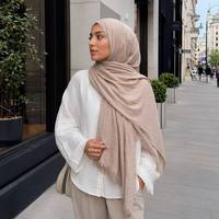 Voile en maille texturée froissée 180*95cm, doux et léger, pour femmes musulmanes, toutes saisons, 30 couleurs en stock, supporte ODM/OEM, Hijab en polyester