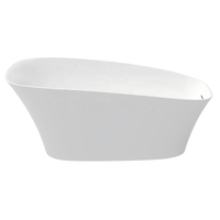 Baignoire autoportante en acrylique blanc brillant de 1,7 m, design moderne et luxueux, forme ondulée irrégulière, pour une immersion profonde