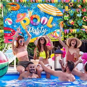Fondo de Fotografía para Fiesta en la Piscina Huancai, Banner para Cabina de Fotos de Verano, Fondo para Fotografías de Cumpleaños Infantiles, Decoraciones para Fiesta Hawaiana - Product Image 6
