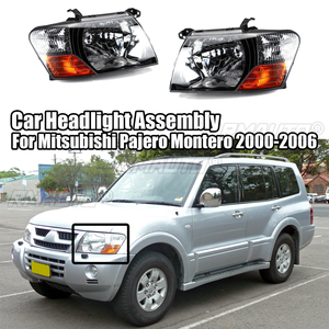 Conjunto de Faros Delanteros para Automóvil Mitsubishi Pajero Montero 2000-2006 con Bombillas LED, Lentes de PC Negras, Izquierdo y Derecho - Product Image 1