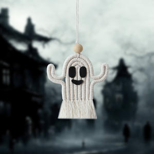 Cadeau de vacances tissé à la main drôle mignon effrayant lanière blanc coton Gost blanc <span class=keywords><strong>Halloween</strong></span> pendentif <span class=keywords><strong>décoration</strong></span> de <span class=keywords><strong>porte</strong></span> de voiture - Product Image 4