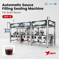 Machine de remplissage et de scellage de gobelets de sauce à sushi, 6 voies SKP-6, 240-270 gobelets/min, remplissage 1-350g, CE/SGS/ISO 9001, Fabricant