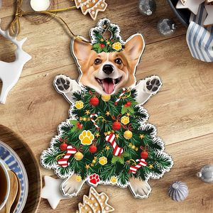 Ornement de Noël en acrylique pour sapin de Noël, chien Corgi, suspendu, festif, adorable - Product Image 4