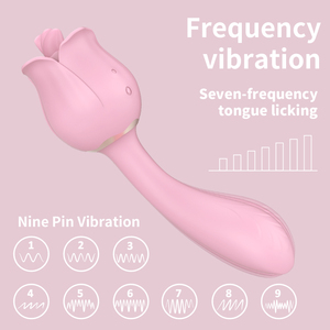 Volwassenen seksproduct roosvormige stimulator bloemvibrator voor vrouwen 2-in-1 likkende clitoris toy roosvibrator - Product Image 4