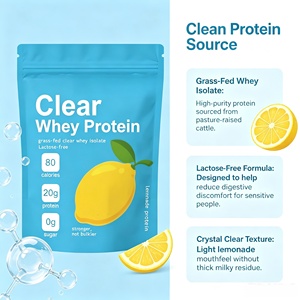 ODM OEM LuvVita Isolat de Protéine de Lactosérum Transparente en Poudre Saveur Limonade 20g Protéines <span class=keywords><strong>0</strong></span> Sucre Bovin Élevé en Pâturage Sans Lactose Soutient la Construction Musculaire - Product Image 4