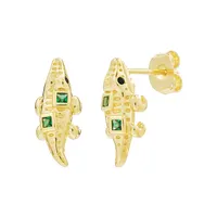 Gemnel Thời Trang Ý 925 Bạc Emerald Cá Sấu Animal Stud Earrings Đối Với Phụ Nữ 2022