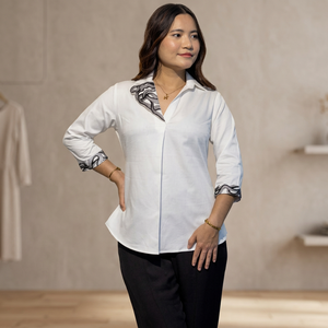 Chemise en coton premium pour femme, coupe classique, col classique, manches longues, tenue de bureau quotidienne, acheter directement auprès du fournisseur - Product Image 2