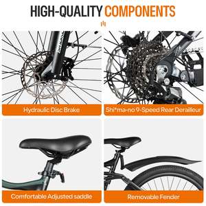 Bicicleta Eléctrica Accolmile 2024 Cola Bear Verde/Negra 27.5/29 Pulgadas 48v 20ah Motor Central 840wh 750w Potencia 60km de Autonomía Integrada - Product Image 4