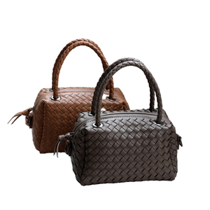 Bolso de Mano de Cuero Genuino de Lujo, Estilo Intrecciato, Hecho a Mano, Trenzado, Tipo Boston, Venta al por Mayor, Bolso Bandolera Vegano para Uso Diario - Product Image 6