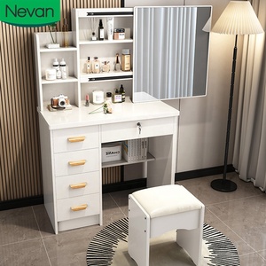 Meubles de maison pour filles Style nordique moderne Simple vente en gros <span class=keywords><strong>pas</strong></span> <span class=keywords><strong>cher</strong></span> tiroir blanc maquillage coiffeur pour chambre avec miroir LED - Product Image 1