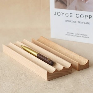 Porte-stylos en bois personnalisé à trois fentes, organiseur de bureau pour pinceaux de calligraphie, en bois massif artisanal - Product Image 2