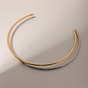Kalung Choker 3mm dapat disesuaikan perhiasan baja tahan karat untuk wanita perhiasan berlapis emas Choker kerah kancing manset serviks - Product Image 2