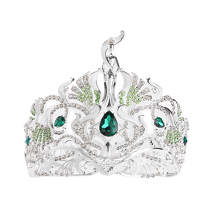 Diadème de luxe en alliage d'argent avec strass émeraude vert, couronne royale élégante pour mariage, concours de beauté, bal de promo - Product Image 1