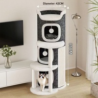 Nouveau Nid pour Chat Semi-fermé Intégré Quatre Saisons Universel, Chaud pour l'Hiver, Double Couche, avec Griffoir et Plateforme d'Escalade