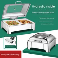 Chauffe-Plat Électrique Rectangulaire Kun Tai 440W en Acier Inoxydable Isolé, 9L, pour Buffet Hydraulique, Usage Hôtelier et Vaisselle de Cantine