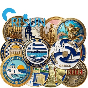Moneda de desafío griega antigua 3D de metal, latón y bronce, con logotipo esmaltado personalizado, estilo romano y espartano, para venta al por mayor - Product Image 2