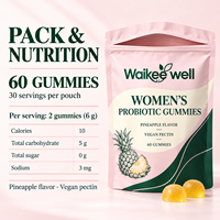 Probiotiques végétaliens pour femmes adultes en gommes pour l'équilibre du pH, le contrôle des odeurs et la santé vaginale - 60 gommes pour le soutien digestif et immunitaire