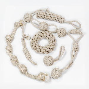 Giocattolo durevole del cane della corda della canapa della palla gialla della iuta del cane da masticare del cucciolo del cotone - Product Image 1